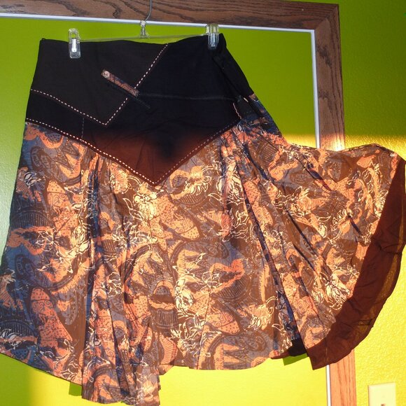 JOE BROWN GOTH QUIRKY GOTH BOHO HIMALAYAN SKIRT 80S STYLE GYPSY PEASANT 16 18 XL - Picture 1 of 9